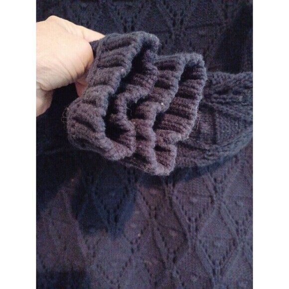 Tommy Hilfiger navy textured knit sweater womens S chunky loose weave pullover - Picture 7 of 13